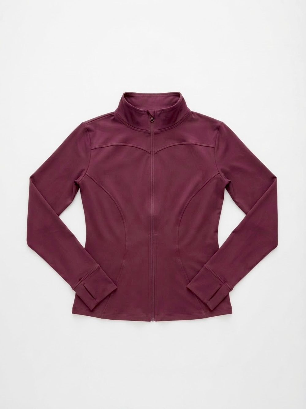 Full Zip Mock Neck Performance Track Jacket Maroon Burgundy Gym Women Size XL